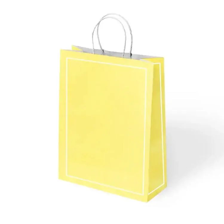 KİKA 1000757 BÜKÜM SAPLI 25x12x31cm HEDİYELİK KAĞIT ÇANTA MAKARON SARI - TEKLİ