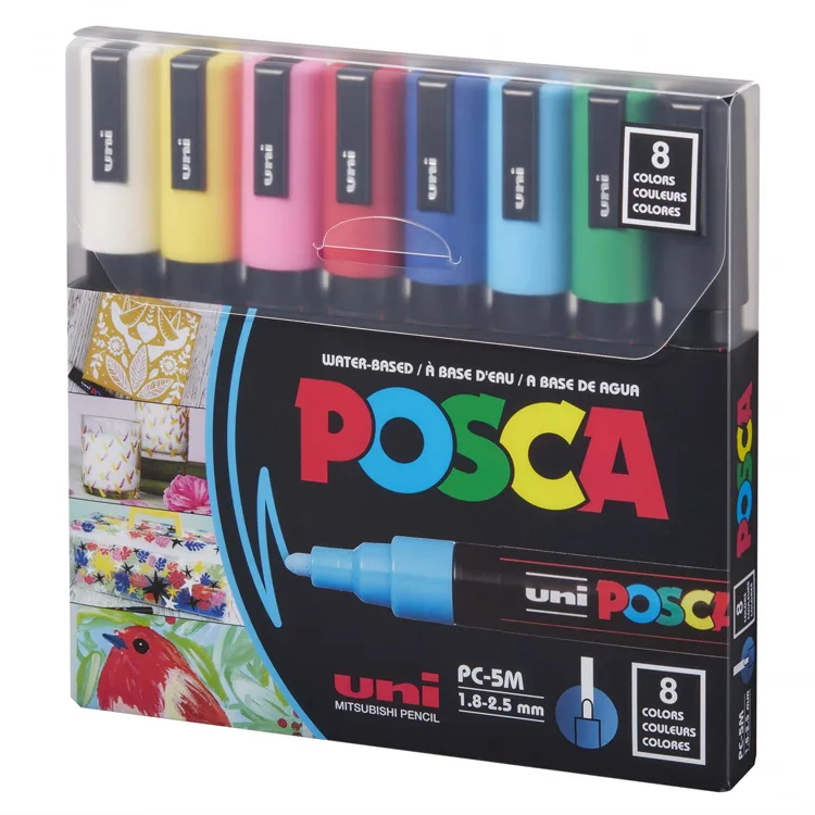 UNİ POSCA SU BAZLI MARKER ANA RENKLER PC-5M 1.8-2.5 8'Lİ SET