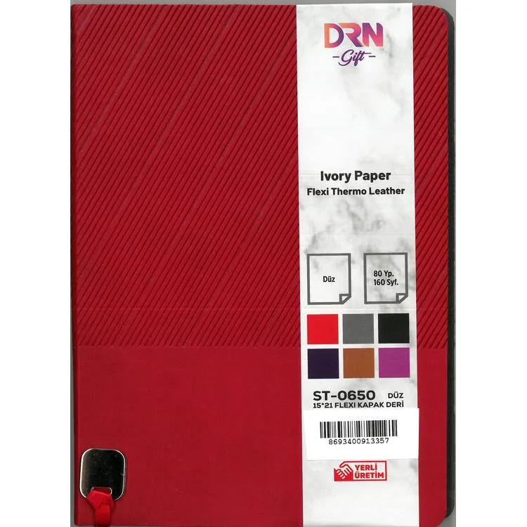DRN GIFT ST-0650 15x21 FLEXI KAPAK DERİ MODEL 80 YP. ÇİZGİSİZ (DÜZ) DEFTER - TEKLİ