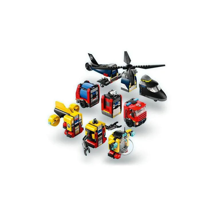 LEGO CITY 60462 HELICOPTER FIRE ENGINE & SUBMARINE REMIX 874 PARÇA 7+