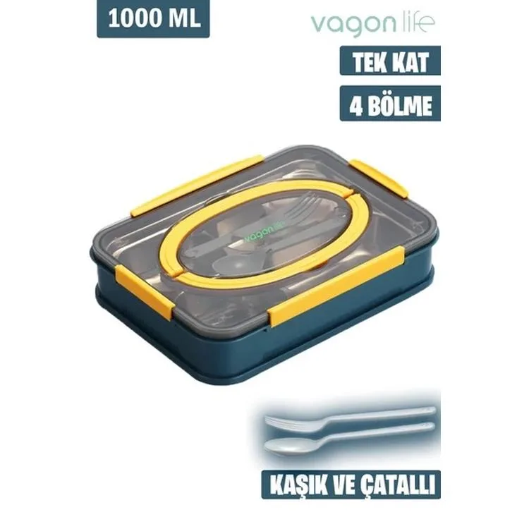 VAGONLİFE PASLANMAZ ÇELİK BÖLMELİ YEMEK KABI - LUNCH BOX BL2201 1000 ML MAVİ