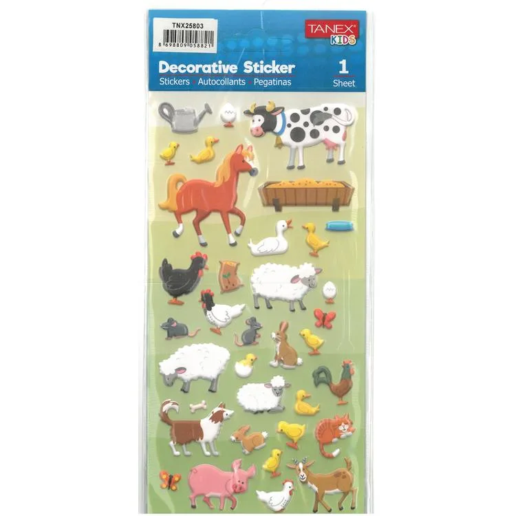 TANEX KIDS TNX-25803 DEKORATİF ETİKETLER - PUFFY ÇİFTLİK HAYVANLARI SERİSİ STICKER