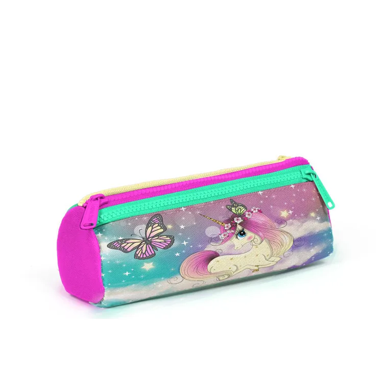 CORAL HIGH 22033 KIDS PEMBE SU YEŞİLİ UNICORN KIZ DESENLİ ÜÇ BÖLMELİ KALEM ÇANTASI