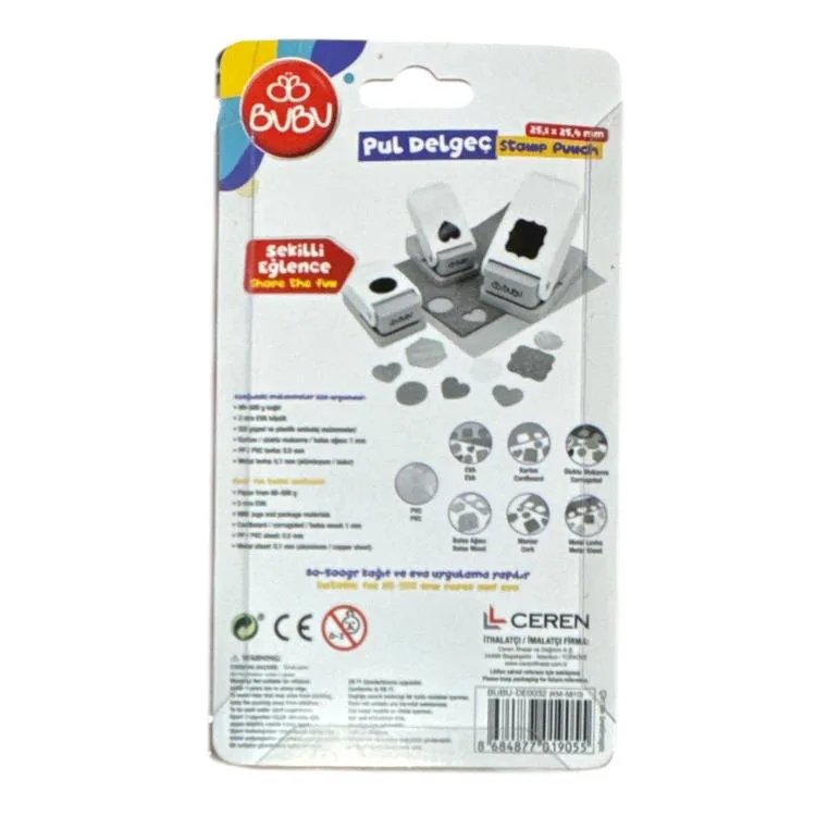 BU-BU DE0032 (KM-5810) PUL ŞEKİLLİ DELGEÇ (EVA VE KAĞIT KESİM) 25.1x25.4mm 3+