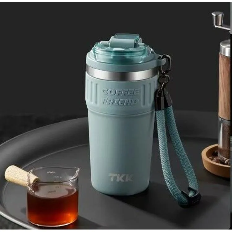 VAGONLİFE T2023 TKK PİPETLİ ASKILI ÇELİK TERMOS MUG 630 ML MAVİ