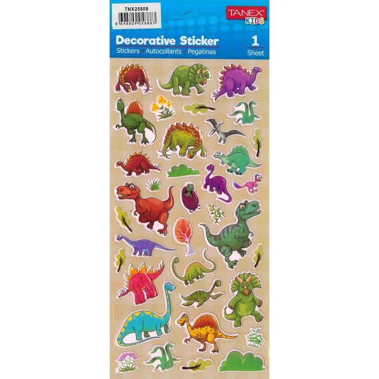 TANEX KIDS TNX-25809 DEKOTARİF ETİKETLER - KABARTMALI DİNAZORLAR SERİSİ - 1 ADET