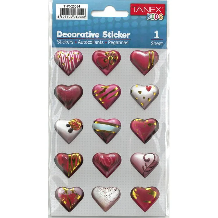 TANEX KIDS TNX-25084 DEKOTARİF ETİKETLER - KALP SERİSİ- 1 ADET
