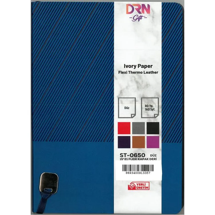 DRN GIFT ST-0650 15x21 FLEXI KAPAK DERİ MODEL 80 YP. ÇİZGİSİZ (DÜZ) DEFTER - TEKLİ