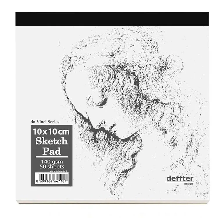 DEFFTER DA VINCI SERIES / SKETCH PAD BEYAZ CİLTLİ ESKİZ DEFTERİ 10x10cm 140gr 50 YP.