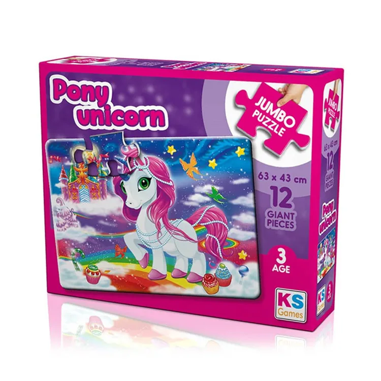 KS GAMES JP31007 PONY UNICORN 63x43cm JUMBO YAPBOZ/PUZZLE 12 PARÇA 3YAŞ