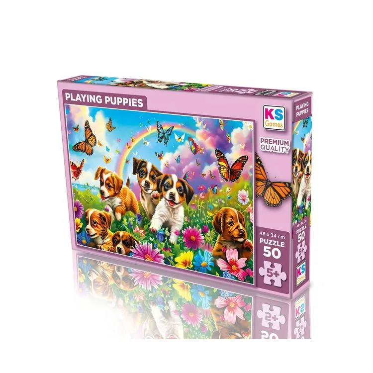 KS GAMES 31754 PLAYING PUPPIES 34x48cm YAPBOZ/PUZZLE 50 PARÇA