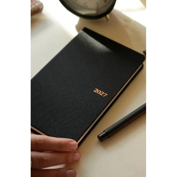 VICTORIA'S JOURNALS 226-4062 10x17 cm CANVAS 100 GR HAFTALIK AJANDA - SİYAH