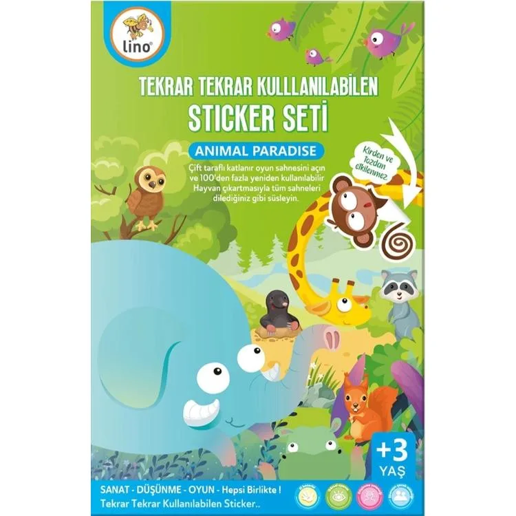 LİNO LS-401 TEKRAR TEKRAR KULLANILABİLEN STICKER SETİ - ANIMAL PARADISE