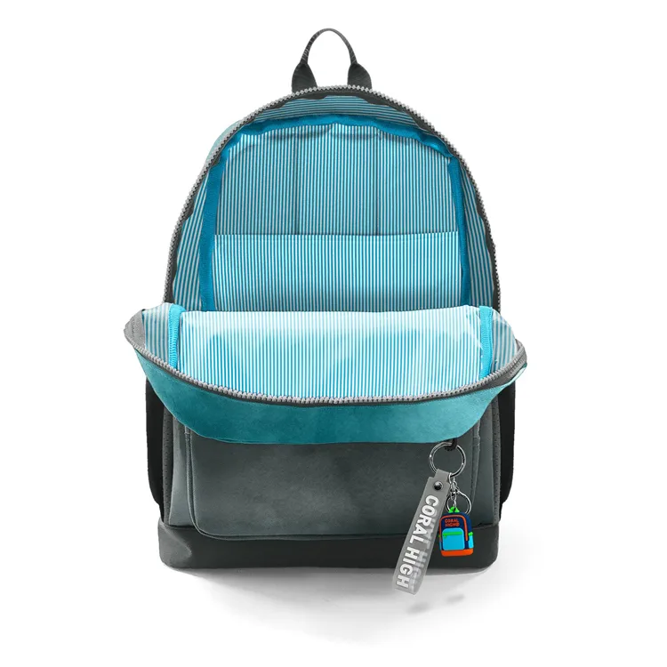 CORAL HIGH 23768 KIDS TURKUAZ GRİ BATİK DESENLİ DÖRT BÖLMELİ SIRT ÇANTASI