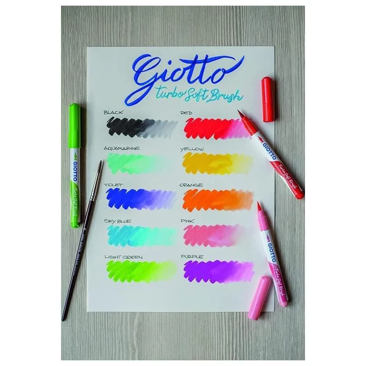 GIOTTO TURBO SOFT BRUSH SUDA ÇÖZÜNÜR INTENSE COLOURS 10'LU