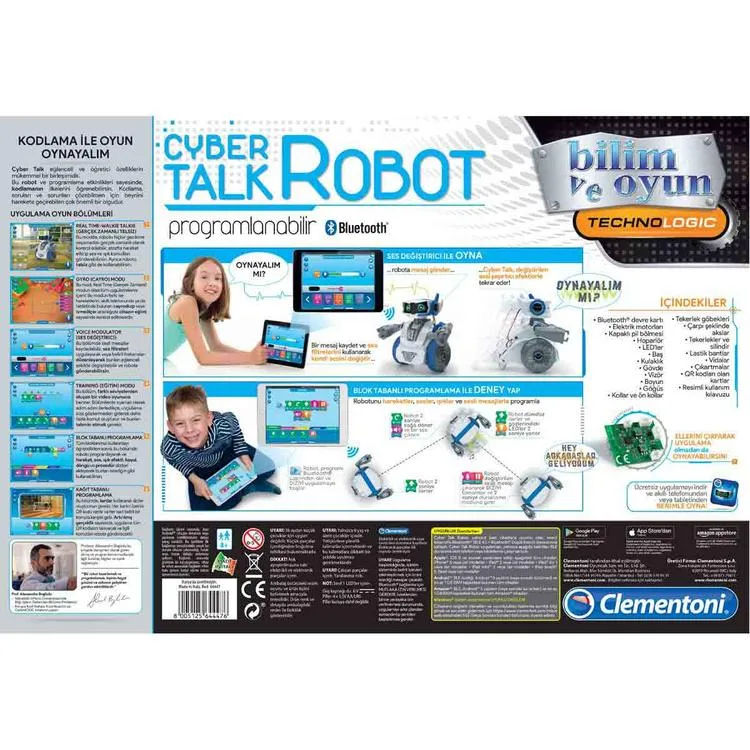 CLEMENTONI BİLİM VE OYUN 64447 CYBER TALK ROBOT BLUETOOTH IŞIKLI SESLİ PİLLİ 8+