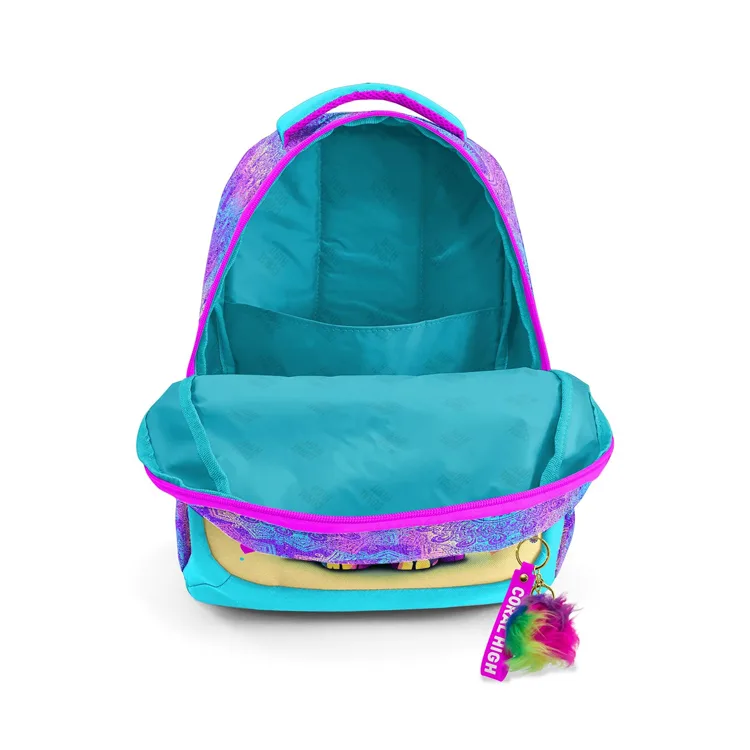CORAL HIGH 23650 KIDS PEMBE TURKUAZ FİL DESENLİ ÜÇ BÖLMELİ OKUL SIRT ÇANTASI