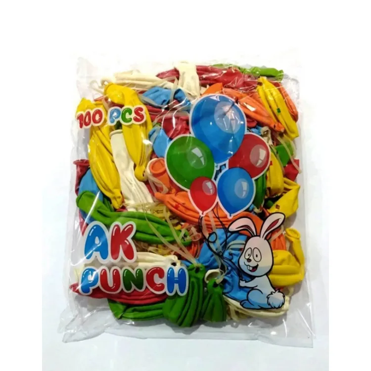 AK PUNCH LASTİKLİ BALON DÜZ KARIŞIK RENK 100'LÜ TEK PAKET