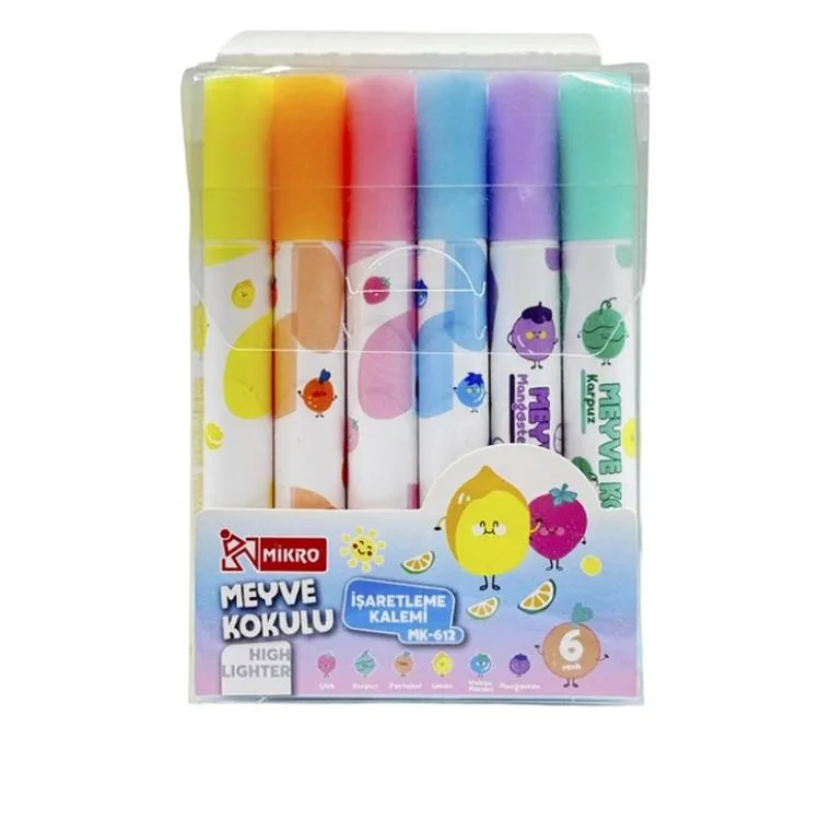 MİKRO MK-612 MEYVE KOKULU 6'LI SET FOSFORLU KALEM