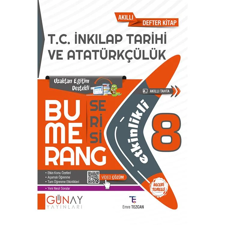 GÜNAY 8. SINIF BUMERANG ETKİNLİKLİ T.C. İNKILAP TARİHİ VE ATATÜRKÇÜLÜK AKILLI DEFTER KİTAP