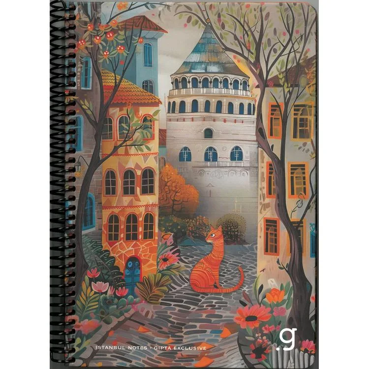 GIPTA İSTANBUL NOTES SPİRALLİ SERT KAPAK 17x24 80 YP. KARELİ DEFTER - 7336 (TEKLİ)