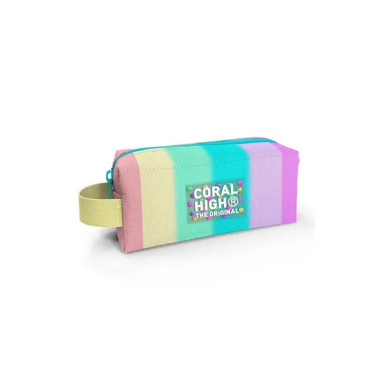 CORAL HIGH 22070 KIDS RENKLİ ÇİZGİLİ DESENLİ TEK BÖLMELİ KALEM ÇANTASI
