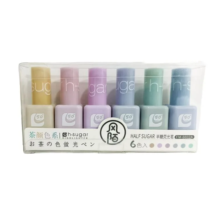 HALF SUGAR FM-6602 MİNİ OJE ŞEKİLLİ PASTEL FOSFORLU KALEM SETİ 6'LI