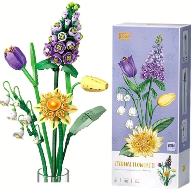 VAGONLIFE LOZ 1672 EBEDİ ÇİÇEKLER SERİSİ - LALE ZAMBAK YAPRAKLAR 534 PARÇA BLOCK OYUNCAK 3+
