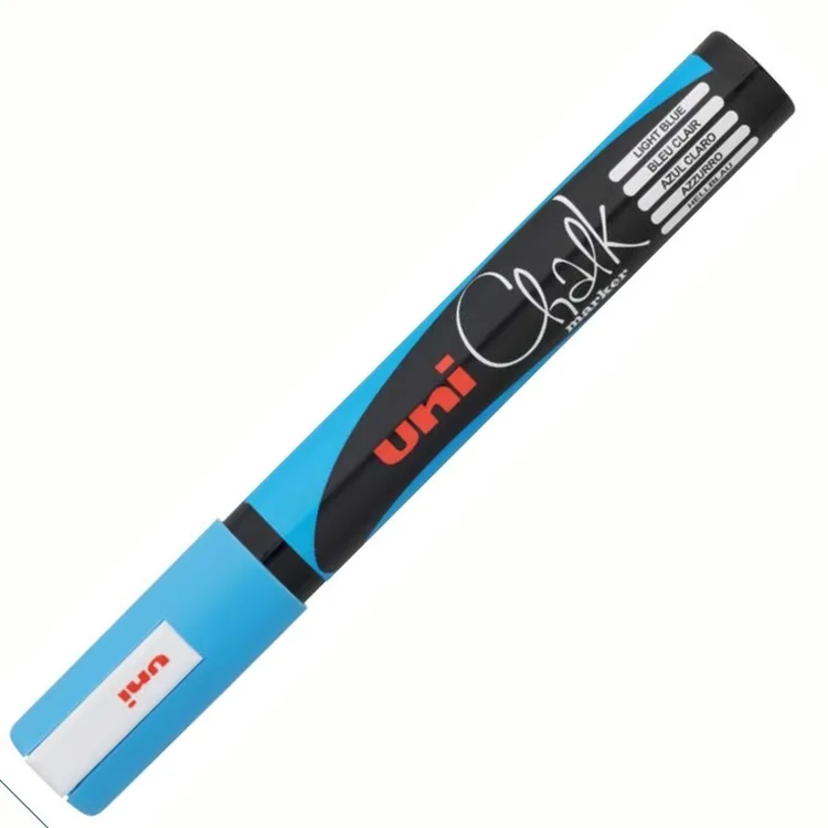UNİ BALL PWE-5M CHALK SU BAZLI SİYAH TAHTA MARKÖRÜ 1.8-2.5 AÇIK MAVİ