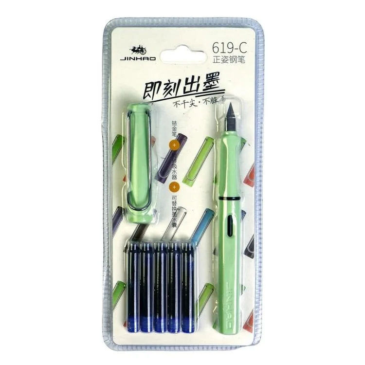 JINHAO 24-A 619 F UÇ DOLMA KALEM PLASTİK KARTELA 1 SET