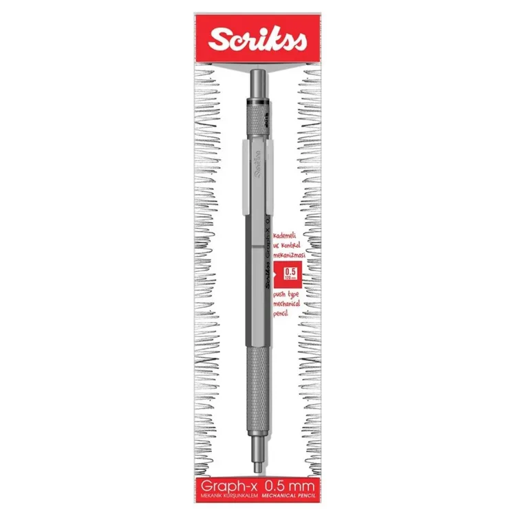 SCRIKSS GRAPH-X METAL 0.5MM VERSATİL KALEM KURŞUN GRİ