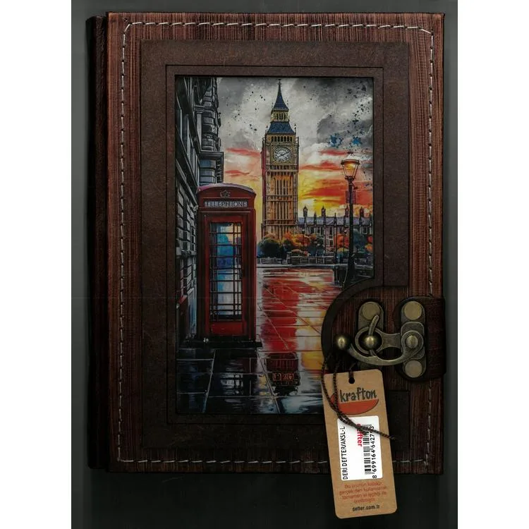 DEFFTER 64279-3 17x23 KRAFTON DERİ KAPLI KRAFT ÇİZGİSİZ DEFTER ( L )