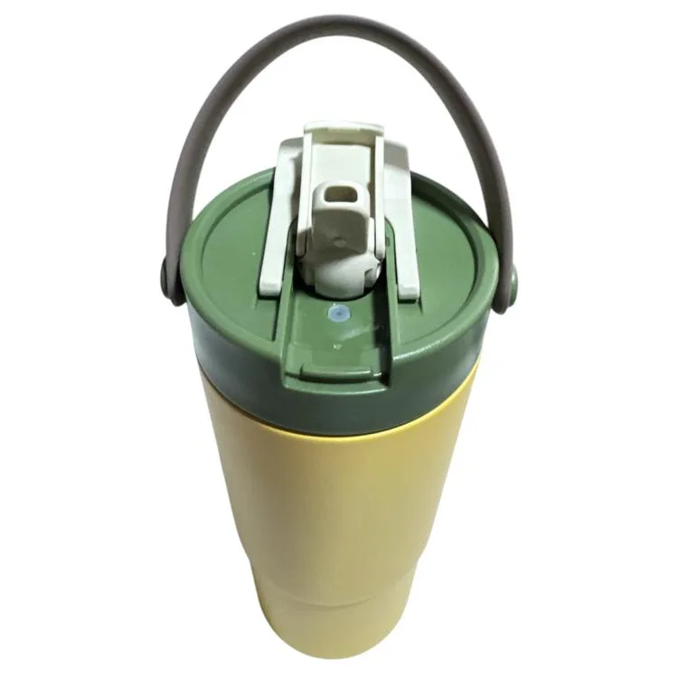 VAGONLİFE ÇELİK PİPETLİ/PİPETSİZ KULLANIM SİLİKON EL ASKILI MATARA/TERMOS VGN1102 660ML - SARI