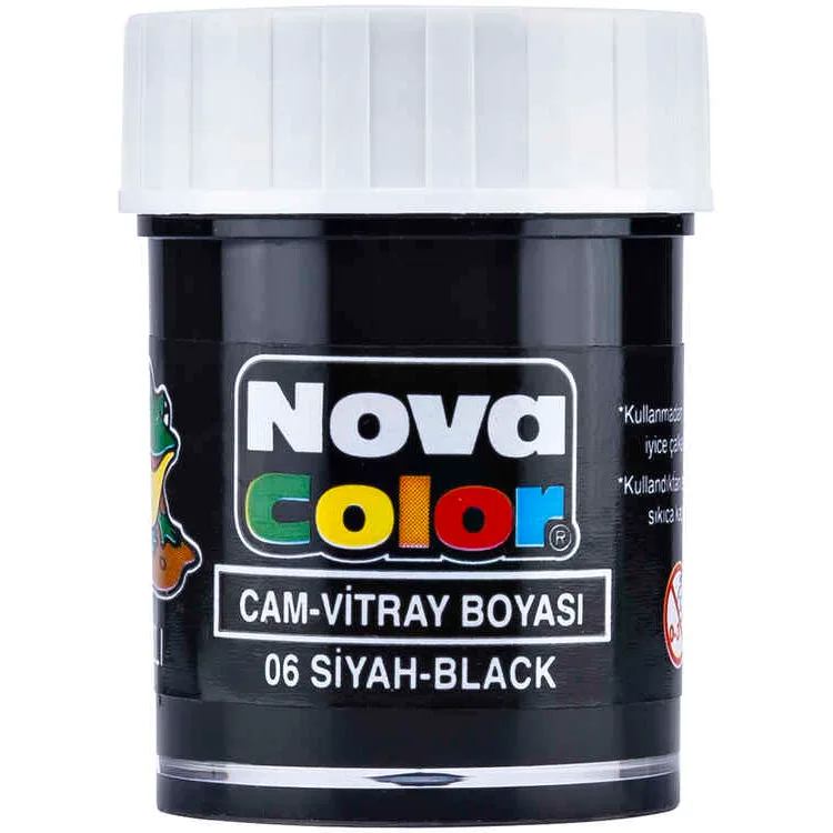 NOVA COLOR SİYAH 30 CC ŞİŞE SU BAZLI CAM BOYASI
