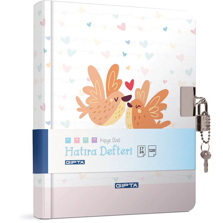 GIPTA KİLİTLİ İP DİKİŞLİ SERT KAPAK HATIRA DEFTERİ 17X24 120YP