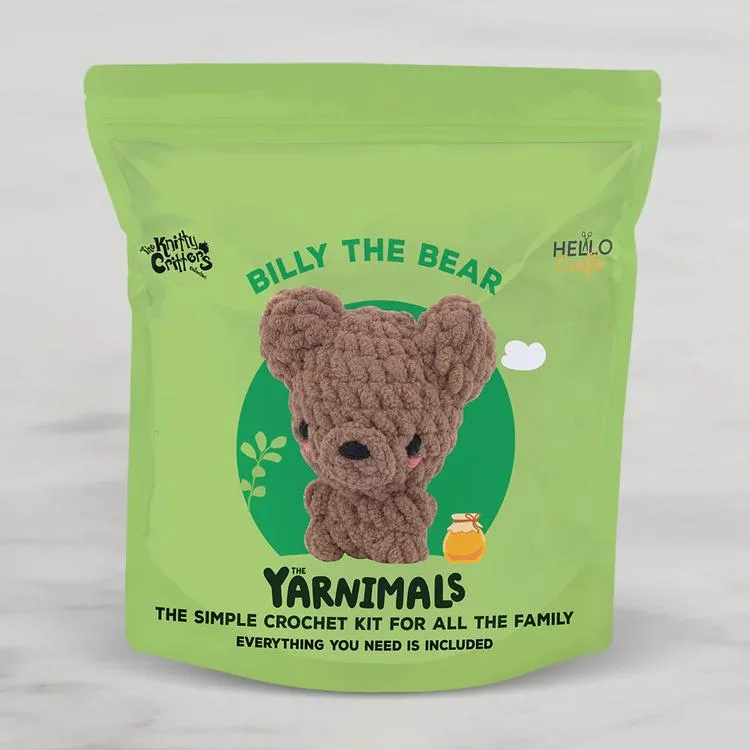 HELLO CRAFTS YN003 THE YARNIMALS CROCHET AMIGURUMI ÖRGÜ KİTİ - BILLY THE BEAR AYI (1 SET)