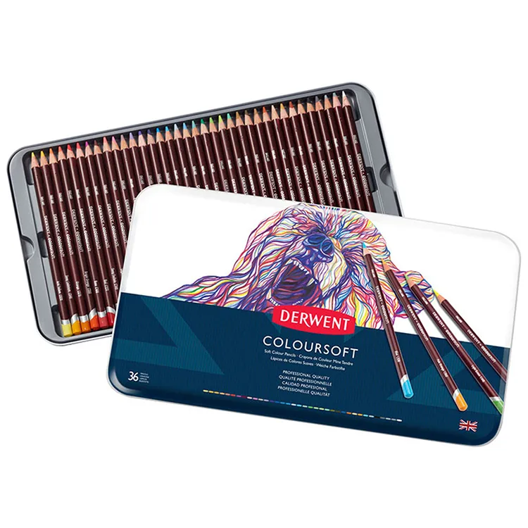 DERWENT COLOURSOFT - KURUBOYA KALEM SETİ 36 RENK TENEKE KUTU