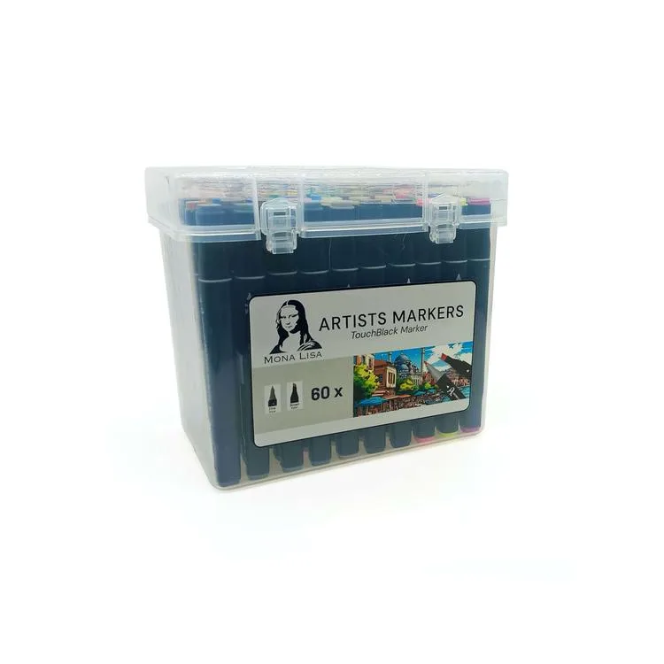 SÜDOR MONA LISA TM1-60 TOUCHBLACK ÇİFT UÇLU MARKER SAPLI PVC KUTU 60 RENK