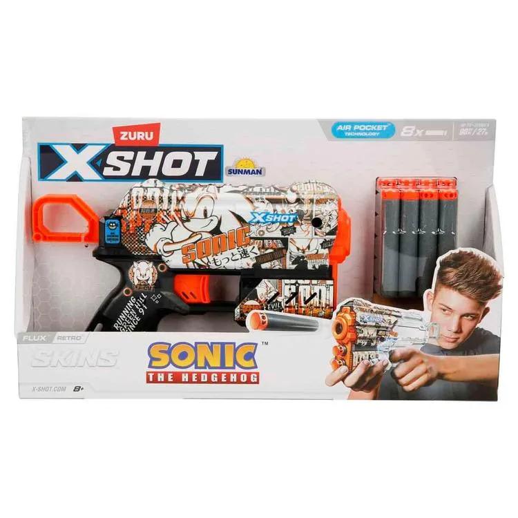 SUNMAN ZURU 36648 X-SHOT SONIC SKINS FLUX SÜNGER ATAN SİLAH 8 MERMİ 8+