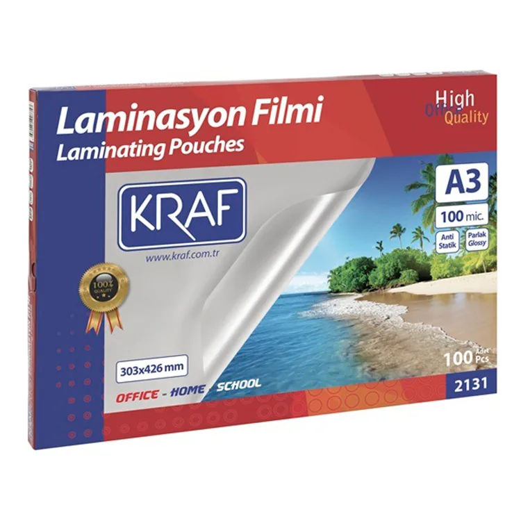 KRAF LAMİNASYON FİLMİ PARLAK A3 100 MİC 100'LÜ 2131