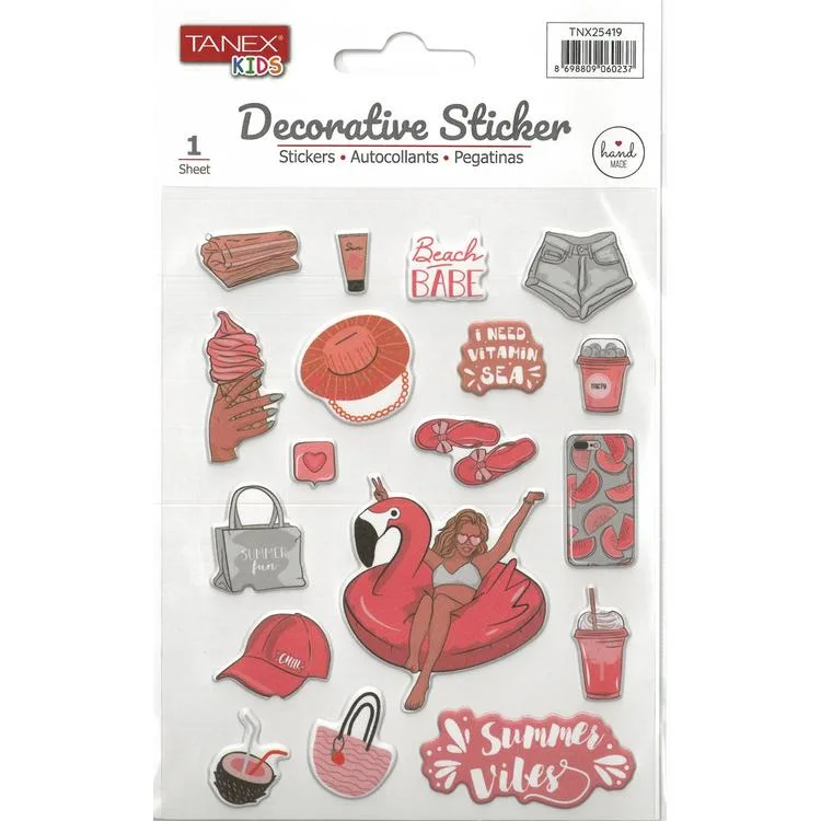 TANEX KIDS TNX-25419 DEKORATİF ETİKETLER - PUFFY PLAJ SERİSİ STICKER