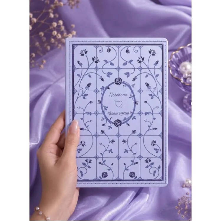 VICTORIA'S JOURNALS 126-2645 FLEUR VEGAN DERİ SERT KAPAK A5 120gr.80P. NOKTALI DEFTER - MOR