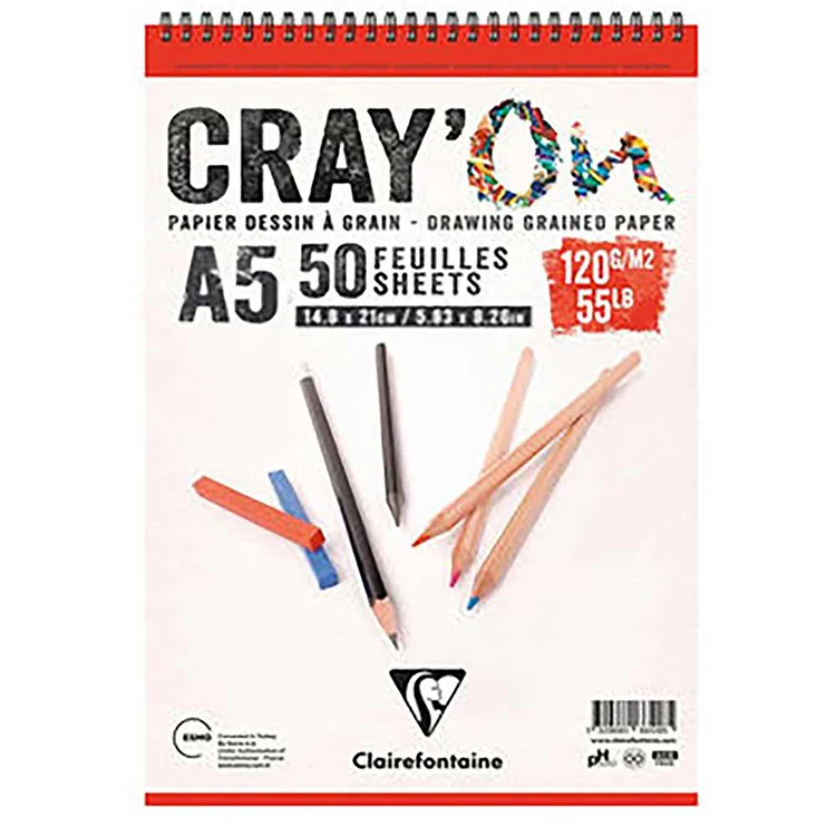 ESMO CD 966517 CLAIREFONTAINE CRY'ON A5 SPİRALLİ ÇOK AMAÇLI ÇİZİM BLOK 120gr 50yp