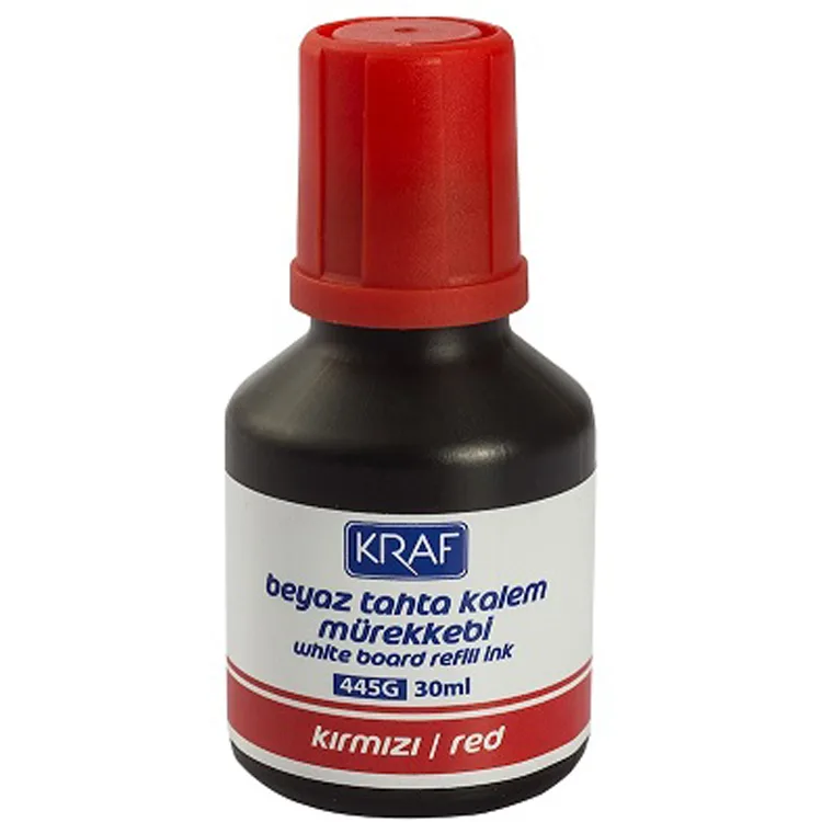 KRAF 445G BEYAZ TAHTA KALEM MÜREKKEBİ KIRMIZI 30ML.