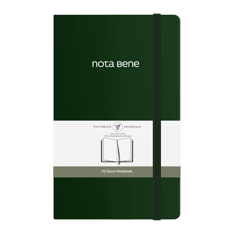 VICTORIA'S JOURNALS NOTE BENE 9222 CLASSIC NOTEBOOK SERT KAPAK 13x21cm 70gr.400 SYF. ÇİZGİLİ DEFTER YEŞİL