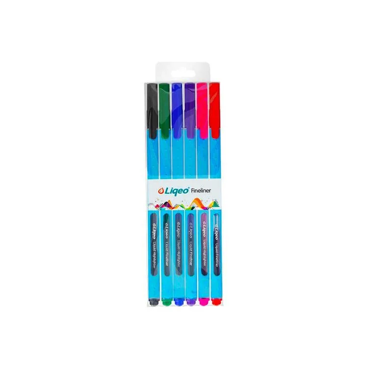 LIQEO F8027 FINELINER KALEM PVC' Lİ 6'LI SET (6 RENK )