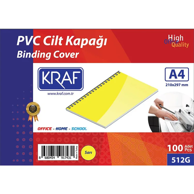 KRAF 512G CİLT KAPAĞI A4 160mic. 100'LÜ SARI