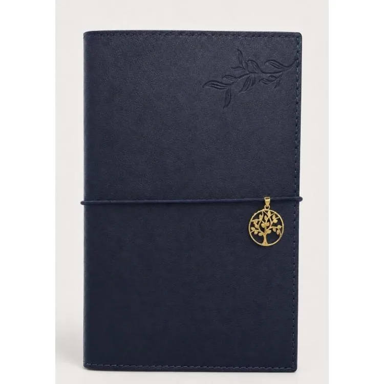 VICTORIA'S JOURNALS CHARM HAYAT AĞACI 126-2745 VEGAN DERİ KAPAK 13X18 cm 100 gr. 96 YP. KREM ÇİZGİLİ DEFTER LACİVERT