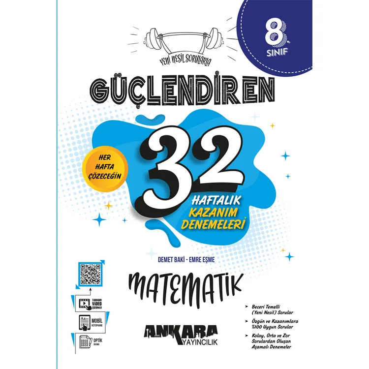 ANKARA 8.SINIF MATEMATİK GÜÇLENDİREN 32 HAFTALIK KAZANIM DENEMELERİ