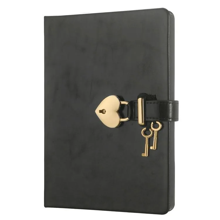 VICTORIA'S JOURNALS 4404 13x18cm 80gr.160YP. HUSH-HUSH KUTULU KİLİTLİ ÇİZGİSİZ DEFTER METALİK SİYAH